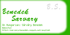 benedek sarvary business card